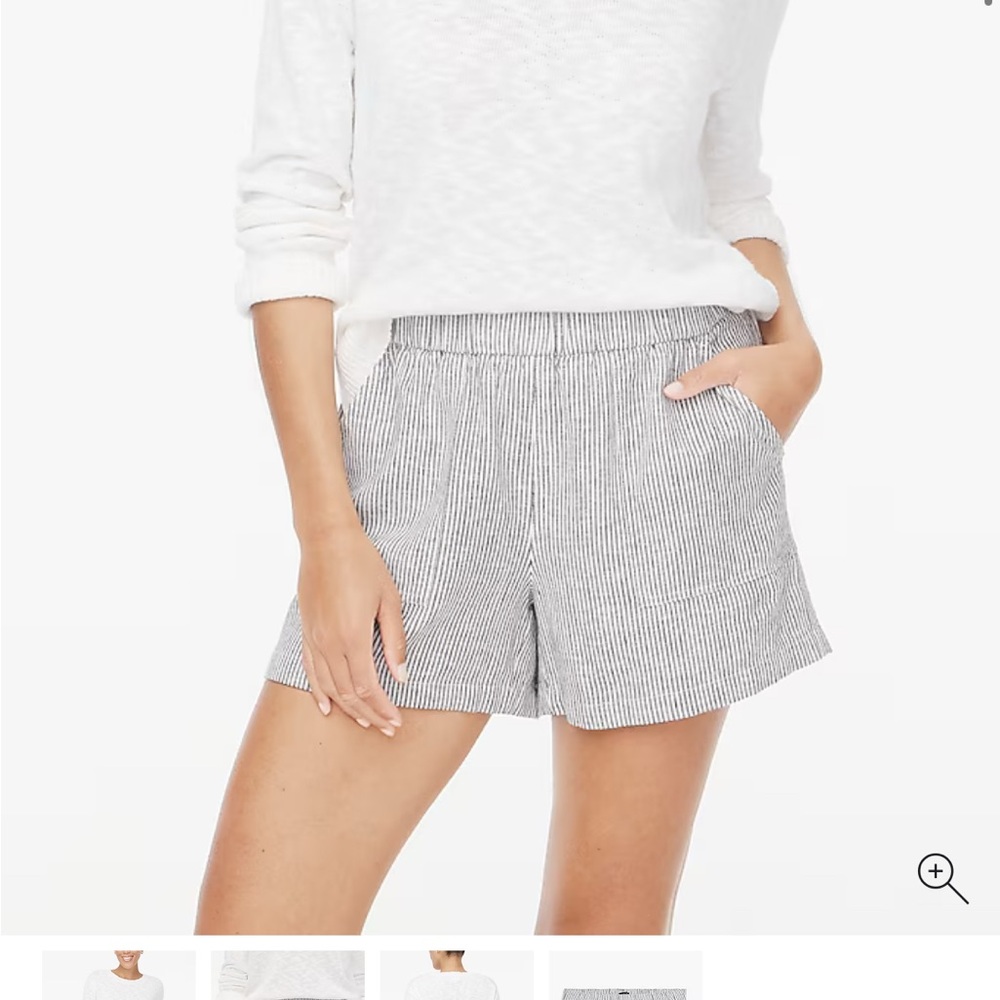 J. Crew High Linen-Blend Pull-On Shorts White Striped